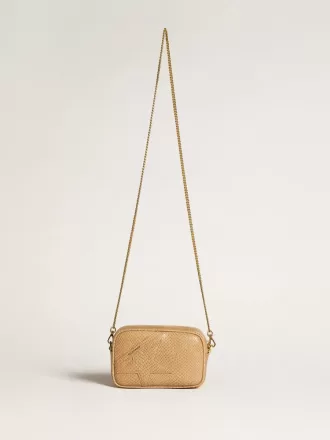 Mini Star Bag in beige slangenleer