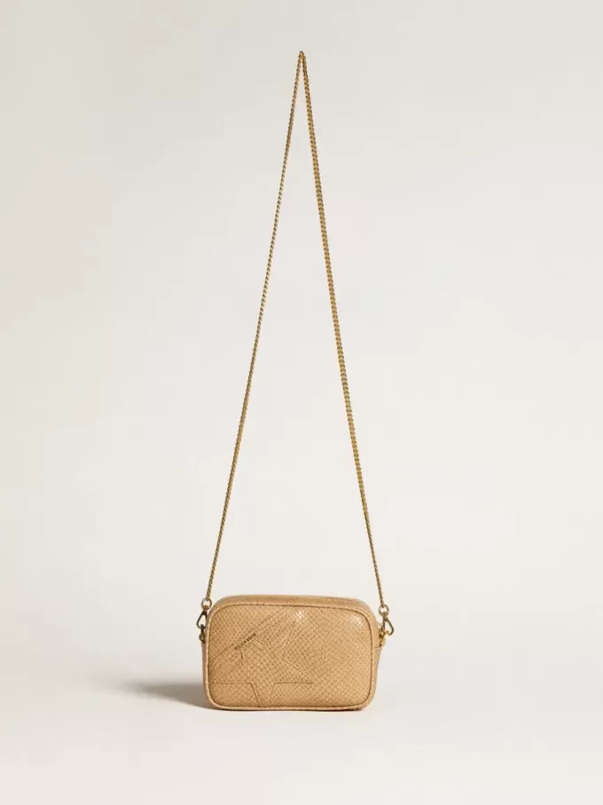 Mini Star Bag in beige slangenleer