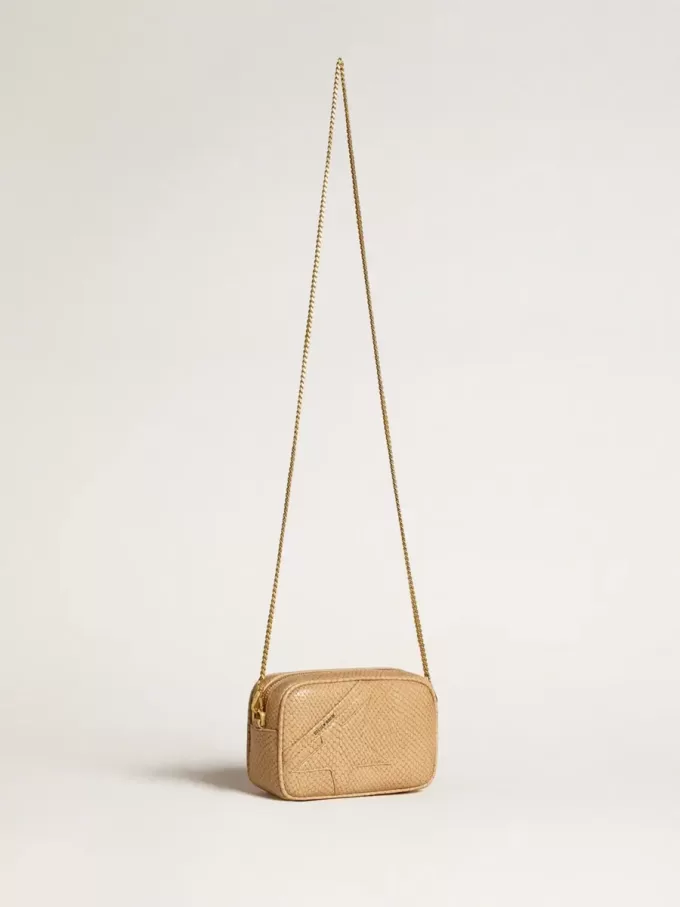 Mini Star Bag in beige slangenleer
