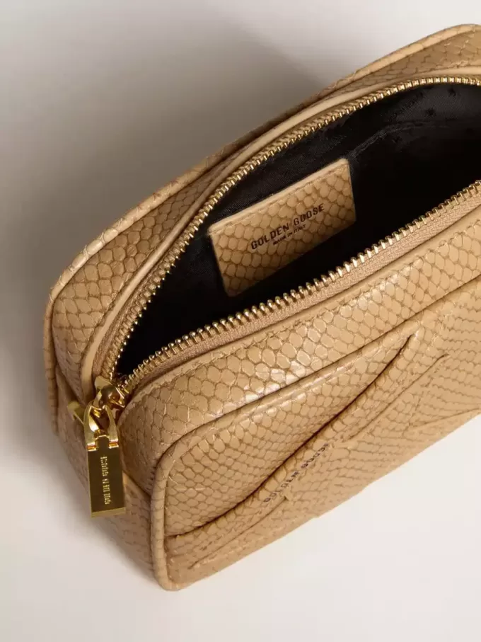Mini Star Bag in beige slangenleer