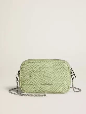 Mini Star Bag in lichtgroen slangenleer