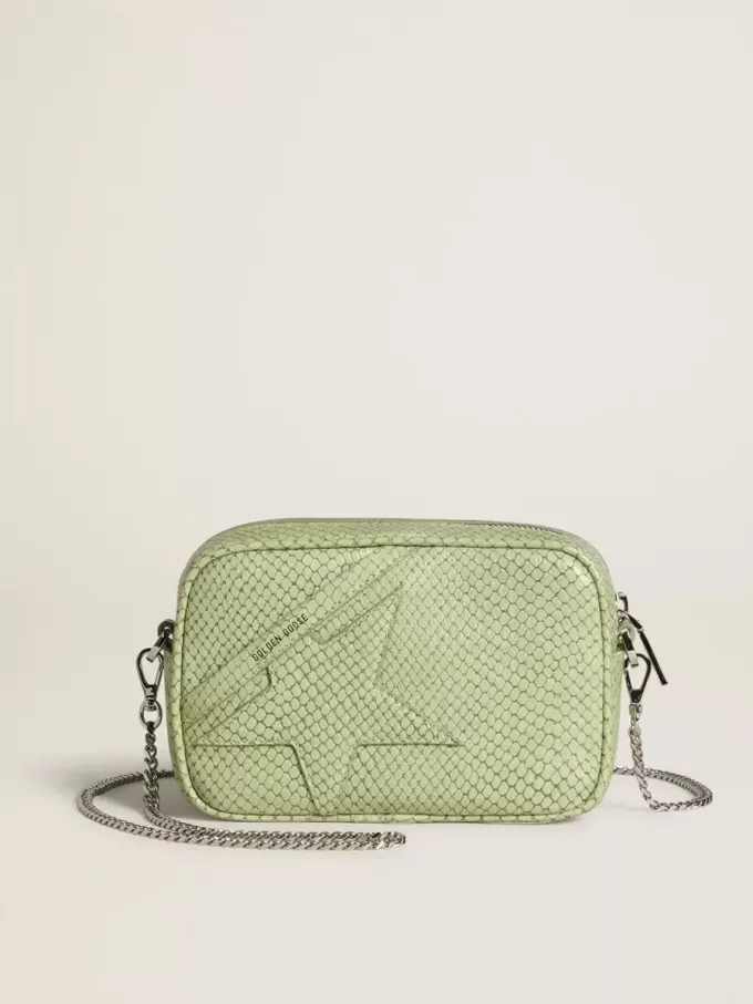 Mini Star Bag in lichtgroen slangenleer