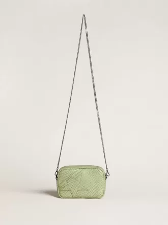 Mini Star Bag in lichtgroen slangenleer