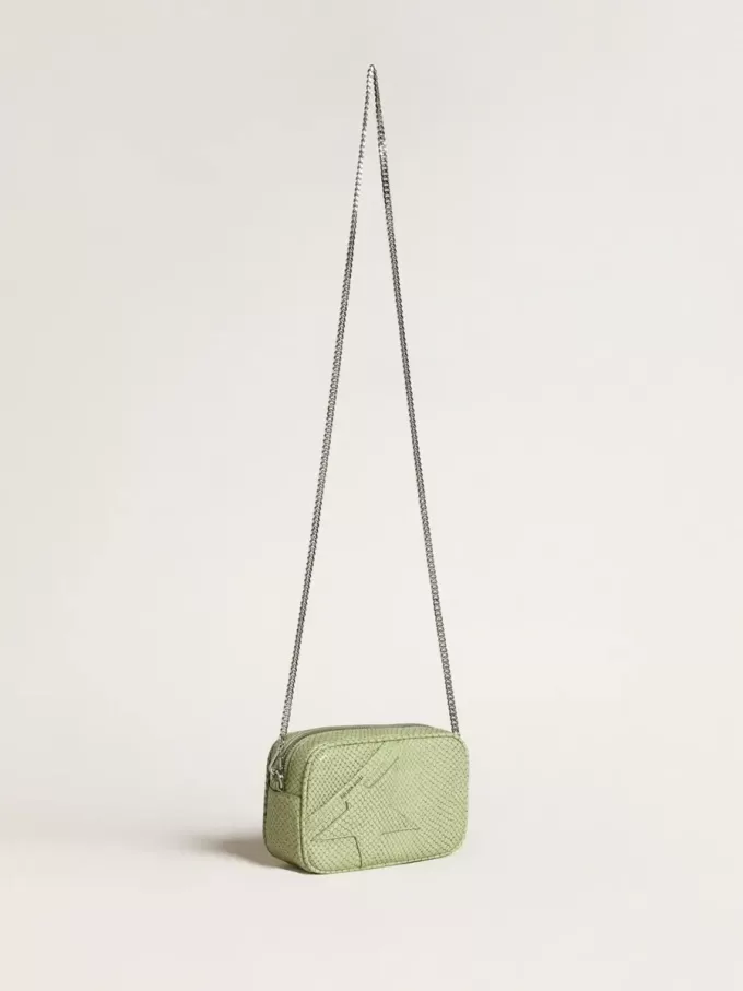 Mini Star Bag in lichtgroen slangenleer