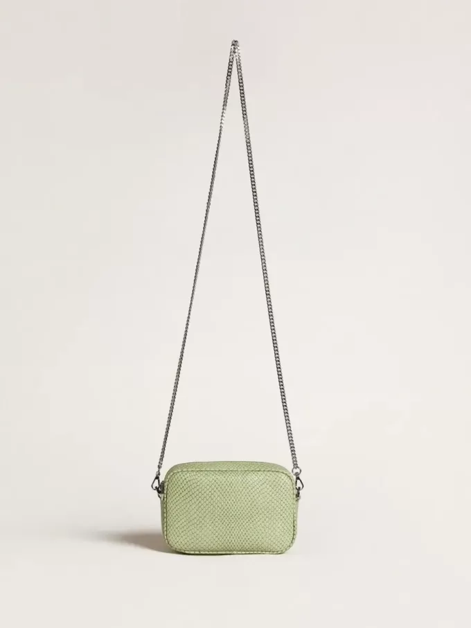 Mini Star Bag in lichtgroen slangenleer