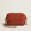 Mini Star Bag in roestkleurig leer met slangenprint