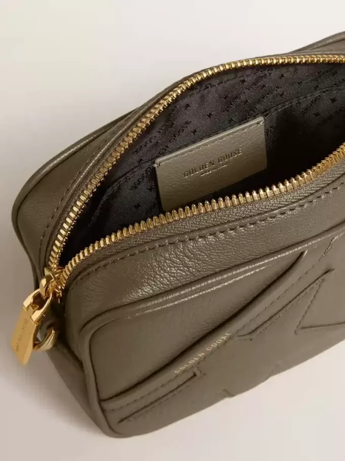 Mini Star Bag in saliegroen leer met ton sur ton ster