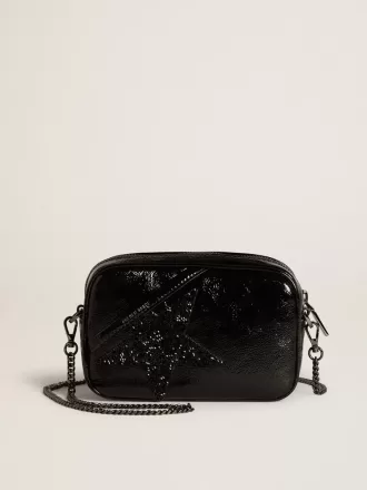 Mini Star Bag in zwart leer met Swarovski-kristallen ster