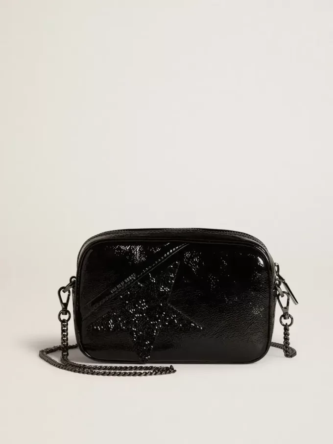 Mini Star Bag in zwart leer met Swarovski-kristallen ster