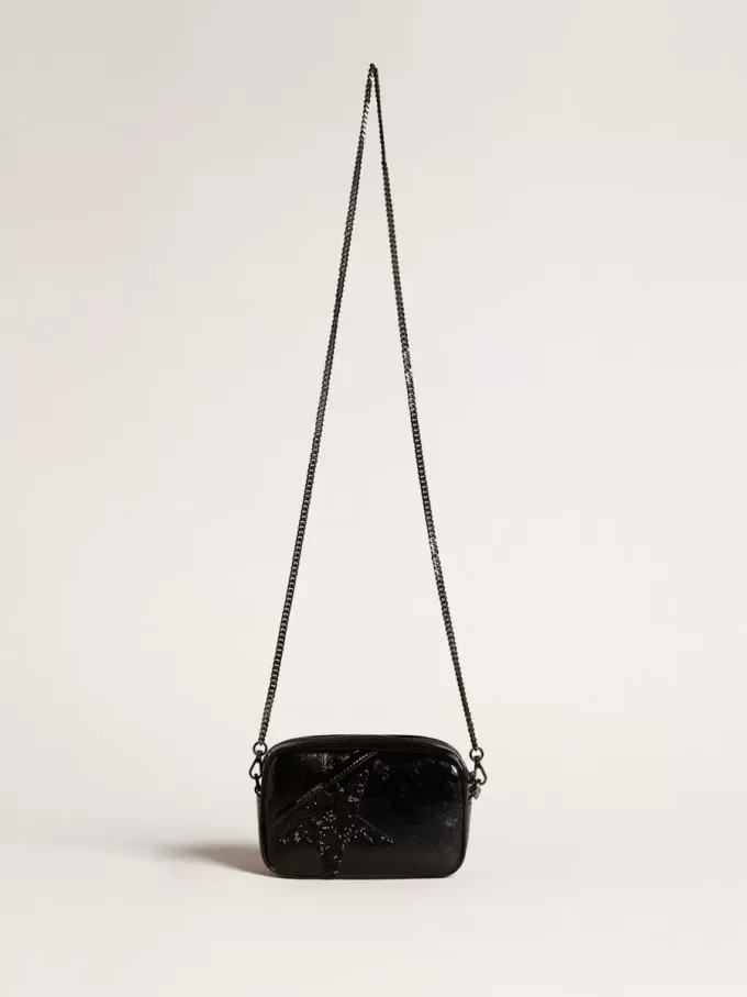 Mini Star Bag in zwart leer met Swarovski-kristallen ster