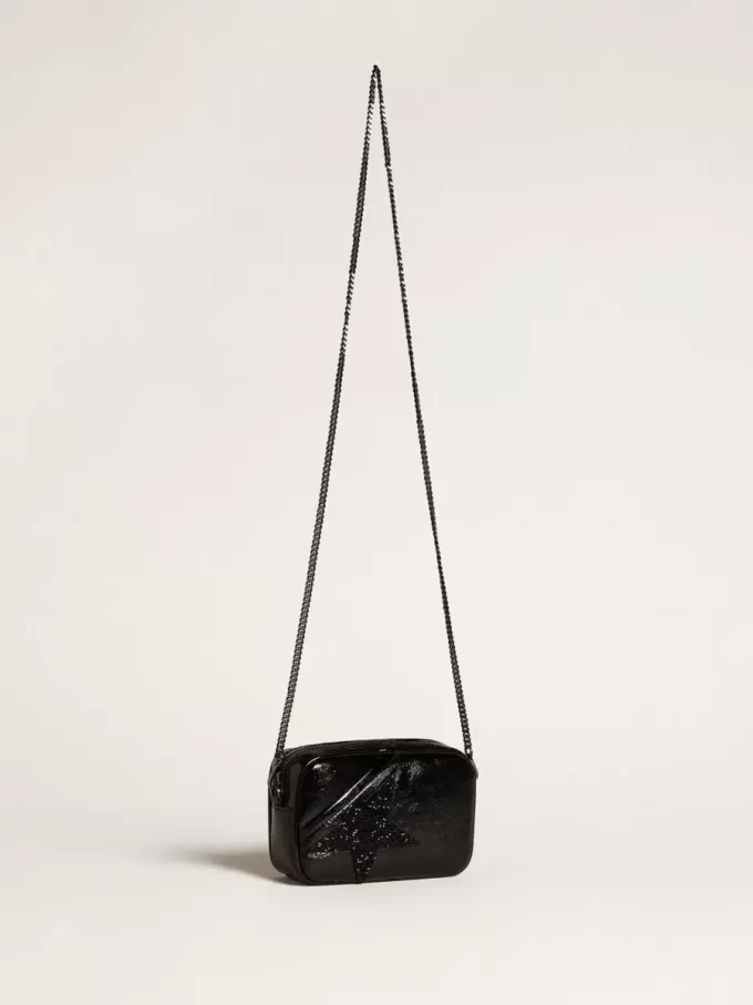 Mini Star Bag in zwart leer met Swarovski-kristallen ster