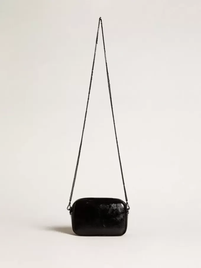 Mini Star Bag in zwart leer met Swarovski-kristallen ster