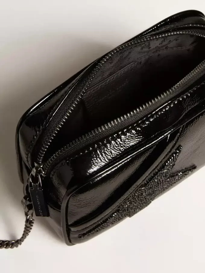Mini Star Bag in zwart leer met Swarovski-kristallen ster