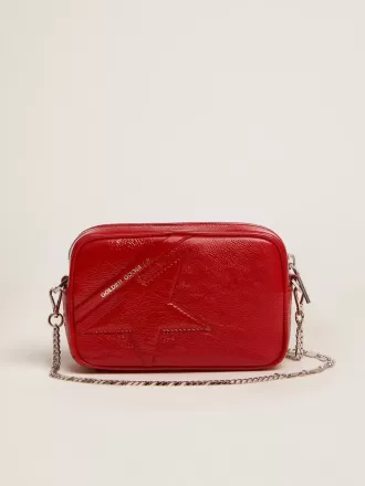 Mini Star-tas voor dames in rood gelakt leer met ton-sur-ton ster