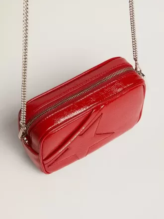 Mini Star-tas voor dames in rood gelakt leer met ton-sur-ton ster