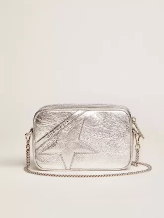 Mini Star-tas voor dames van zilverkleurig gelamineerd leer met ton sur ton ster