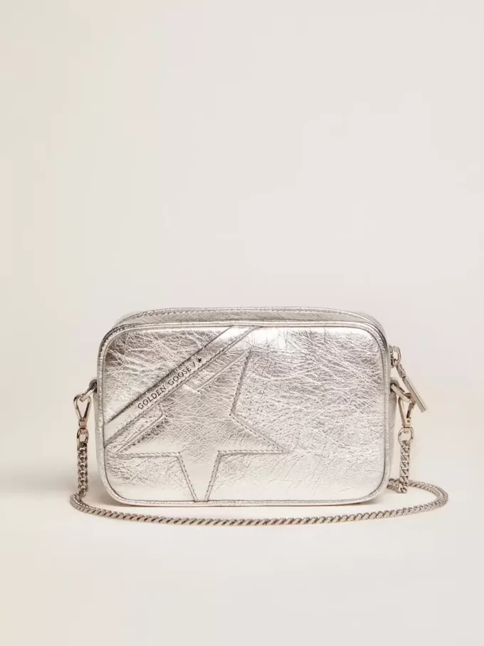 Mini Star-tas voor dames van zilverkleurig gelamineerd leer met ton sur ton ster