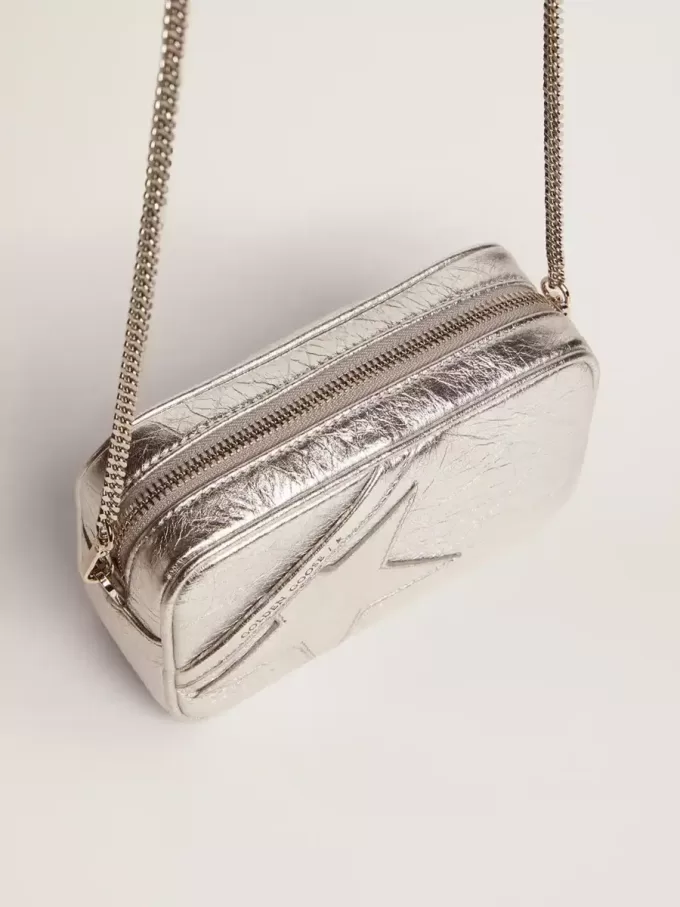 Mini Star-tas voor dames van zilverkleurig gelamineerd leer met ton sur ton ster