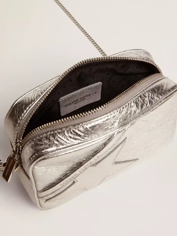 Mini Star-tas voor dames van zilverkleurig gelamineerd leer met ton sur ton ster