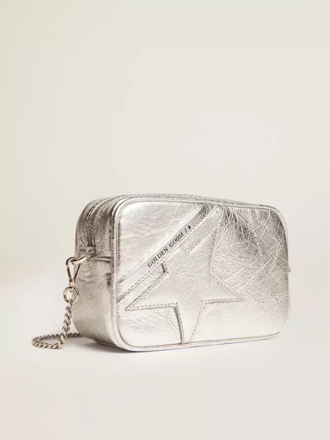 Mini Star-tas voor dames van zilverkleurig gelamineerd leer met ton sur ton ster