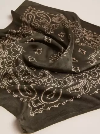 Mosgroene sjaal met paisleypatroon