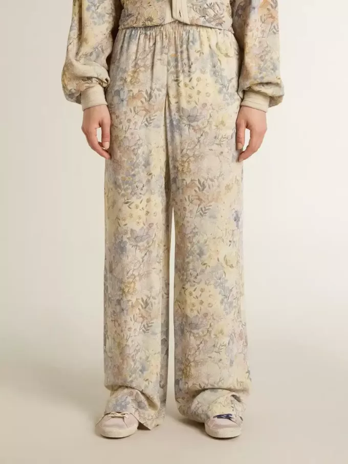 Multicolore joggingbroek voor dames met bloemenprint