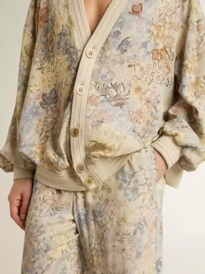 Multicolore joggingbroek voor dames met bloemenprint