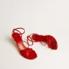 Nico hoge hakken sandalen in rood nappaleer met gouden ketting
