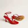 Nico hoge hakken sandalen in rood nappaleer met gouden ketting