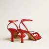Nico hoge hakken sandalen in rood nappaleer met gouden ketting