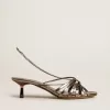 Nico sandalen met kittenhak in metallic grijs leer