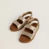 Noa Junior sandalen van microglitter en platina leer