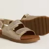 Noa Junior sandalen van microglitter en platina leer