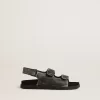 Noa Junior sandalen van zwart leer met distressed effect