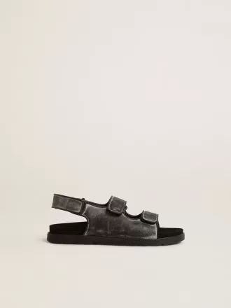 Noa Junior sandalen van zwart leer met distressed effect