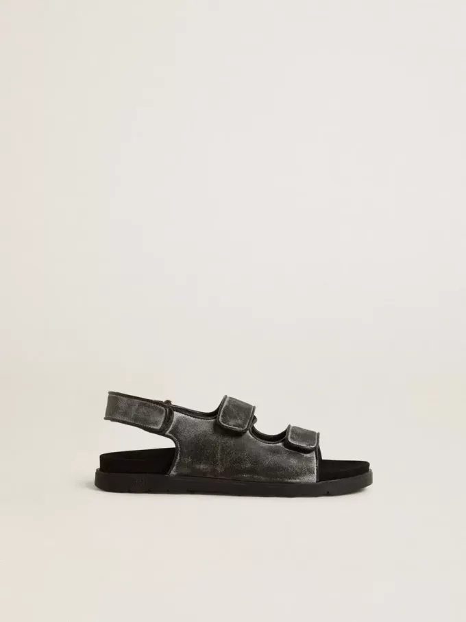 Noa Junior sandalen van zwart leer met distressed effect