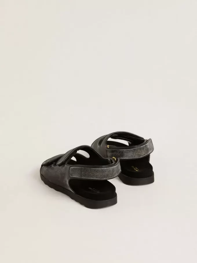 Noa Junior sandalen van zwart leer met distressed effect