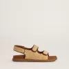 Noa-sandalen voor kinderen in beige raffia en bruin leer