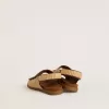 Noa-sandalen voor kinderen in beige raffia en bruin leer
