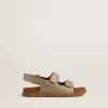 Noa Young sandalen van microglitter en platina leer