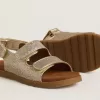 Noa Young sandalen van microglitter en platina leer