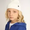 Off-white katoenen beanie met contrasterende zwarte ster