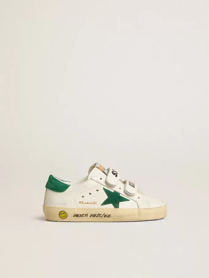 Old School Junior met groene suède ster en hielstuk