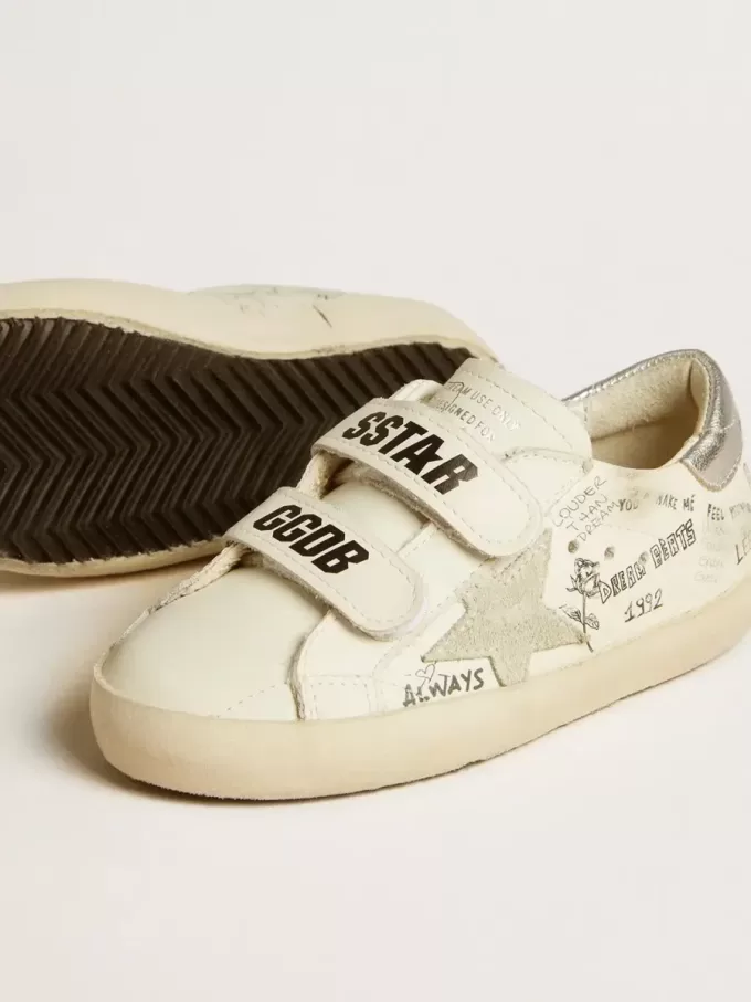 Old School Junior met suède ster en metallic leren hielstuk