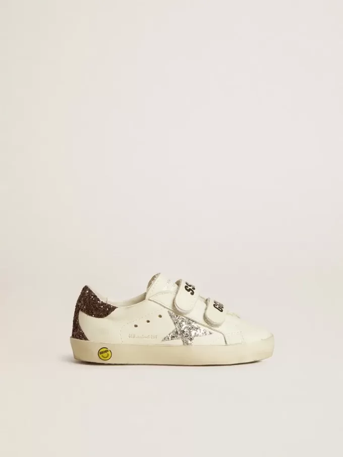 Old School Junior met zilveren glitterster en glitter hielstuk