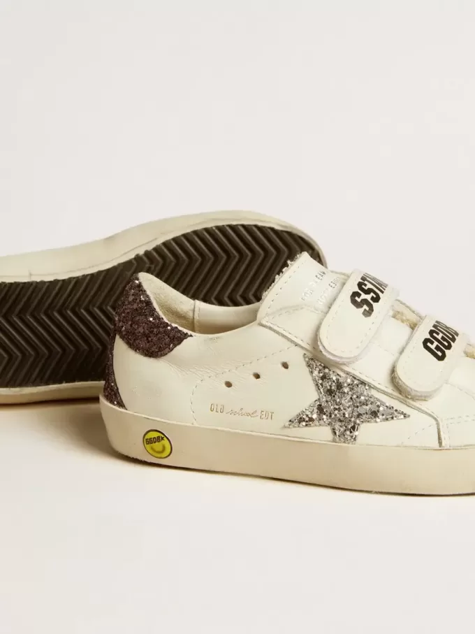 Old School Junior met zilveren glitterster en glitter hielstuk
