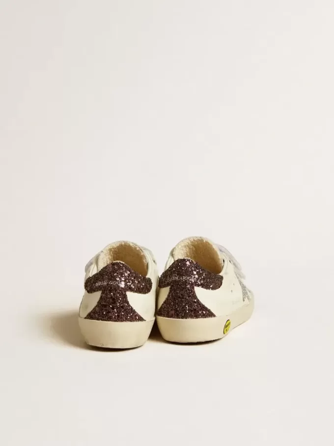 Old School Junior met zilveren glitterster en glitter hielstuk