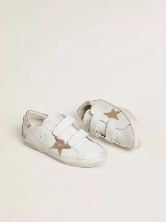 Old School LTD voor dames met roségouden metallic leren ster en hielstuk