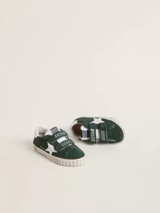 Old School Young in groen suède met witte leren ster en hielstuk