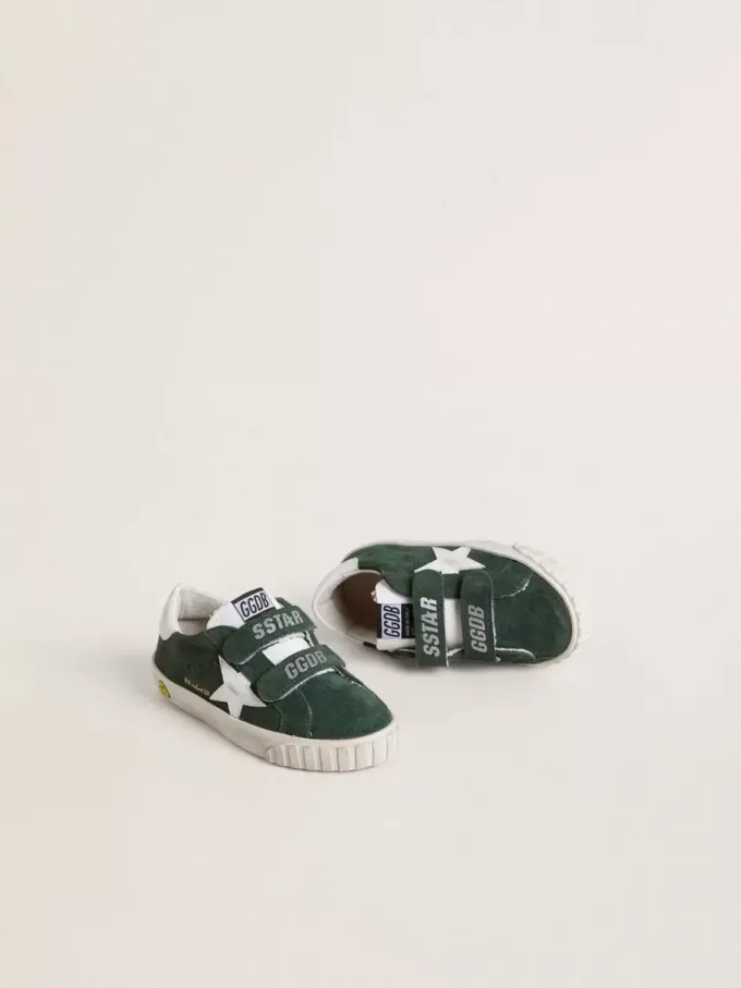 Old School Young in groen suède met witte leren ster en hielstuk